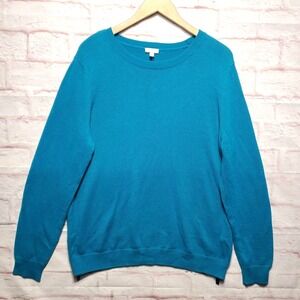 Talbots Sweater Womens XL Blue Wool Blend Side Zip Lightweight Costal Preppy